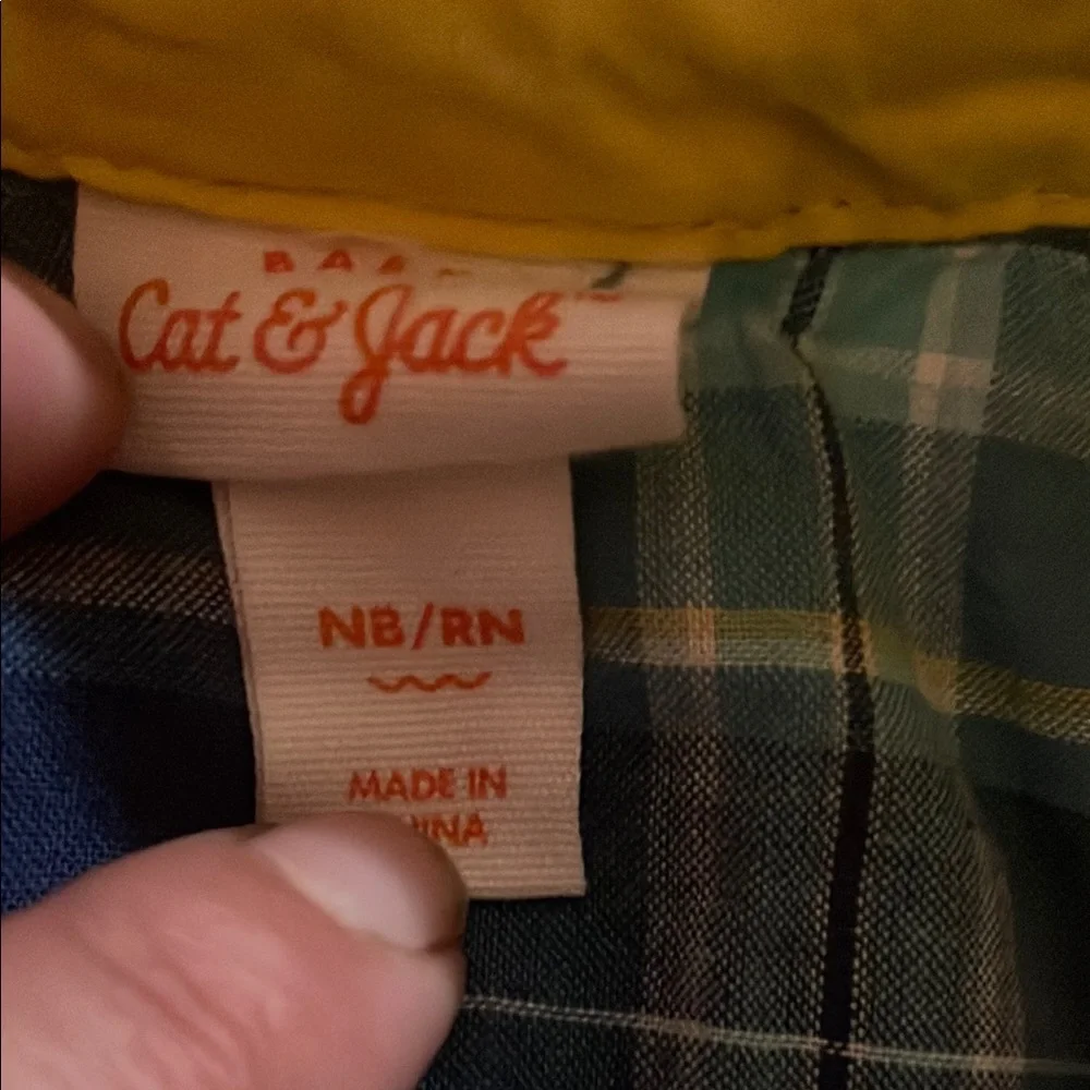 Cat & Jack Newborn Bundle Plaid Button Up, Jeans, long sleeve/short sleeve onsie